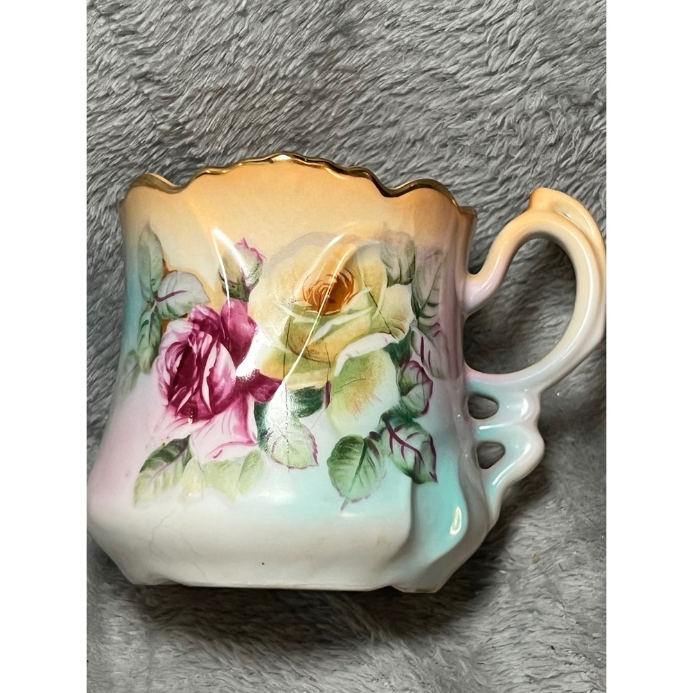 Vintage Brandenburg Floral Shaving Mug‎ with Lather Bar 3.75" Germany Roses